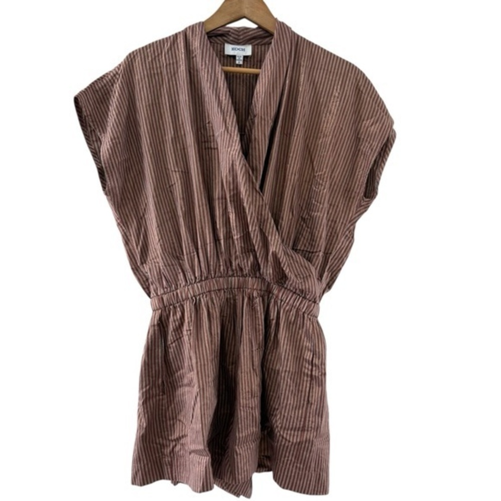 Koch Metallic Vertical Striped Romper Elastic Waist Small